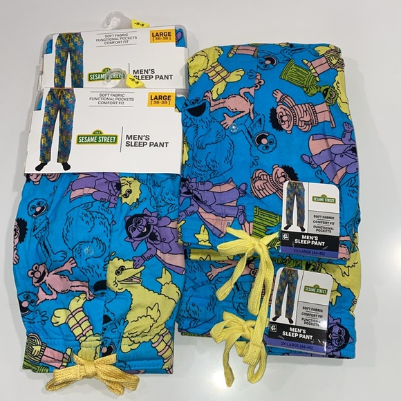 Sesame Street Sleep Lounge Pajama Pants Pockets Big Bird Oscar Elmo Count‎ NWT - Picture 3 of 5
